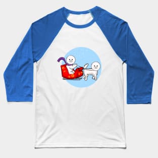 Christmas Bichon Sleigh Ride Baseball T-Shirt